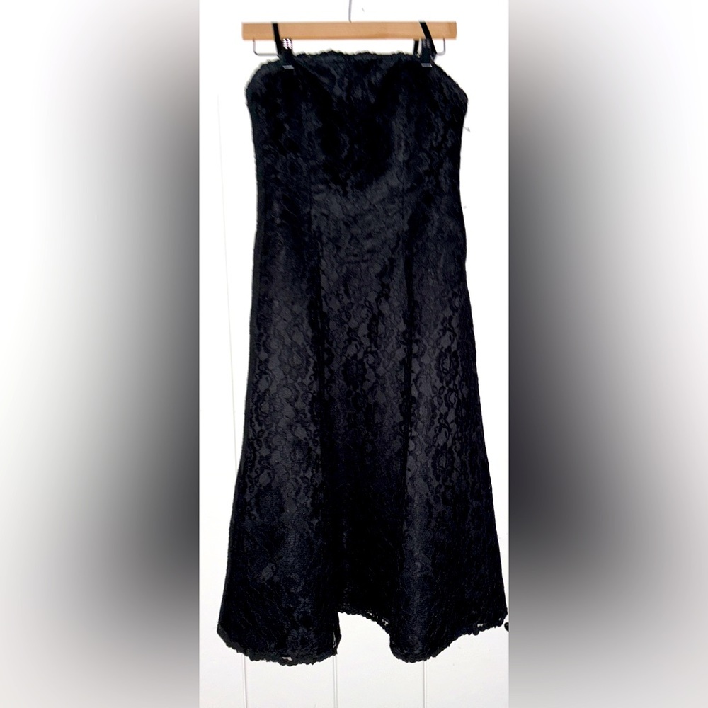 Vintage Mori Lee By Madeline Gardner Strapless  Lace Mermaid Flare Dress Sz 9/10